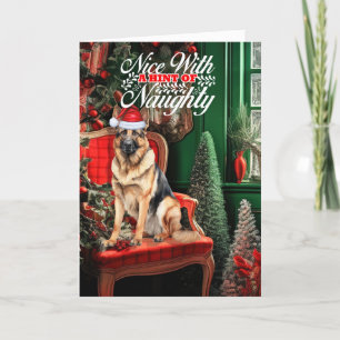 German Shepherd Christmas Dog Naughty oder Nice Feiertagskarte