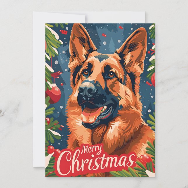 German Shepherd Christmas Feiertagskarte (Vorderseite)