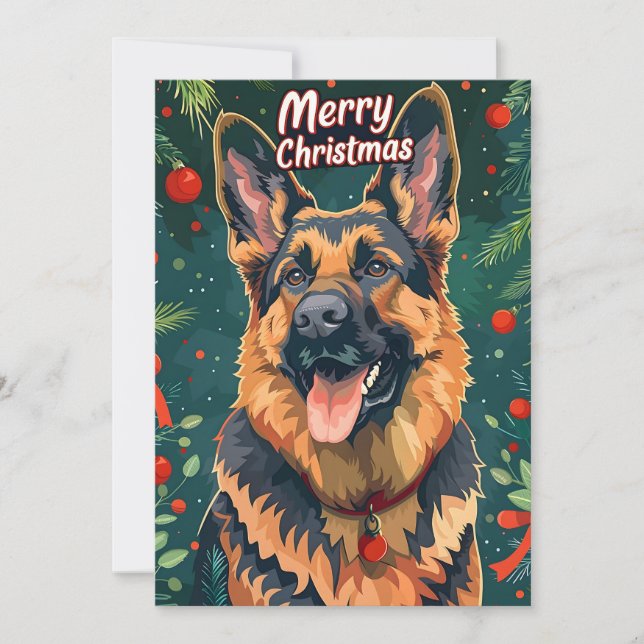 German Shepherd Christmas Feiertagskarte (Vorderseite)