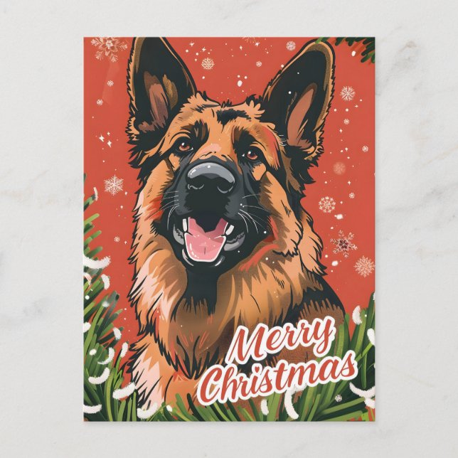 German Shepherd Christmas Feiertagspostkarte (Vorderseite)