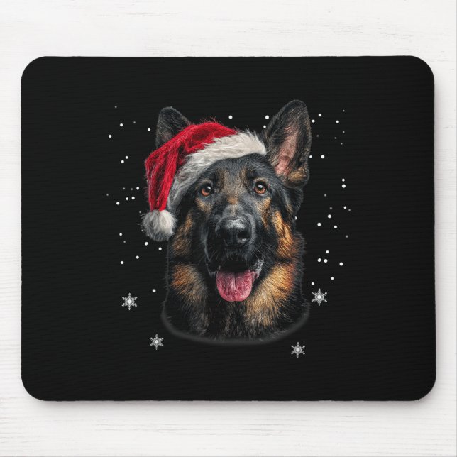 German Shepherd Christmas Funny Santa Hat Dog Xmas Mousepad (Vorne)