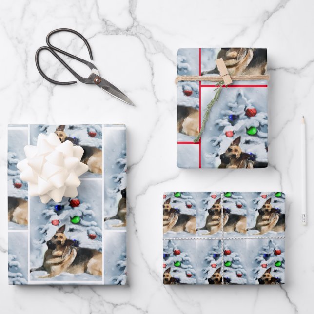 German Shepherd Christmas Geschenkpapier Set (Vorderseite)