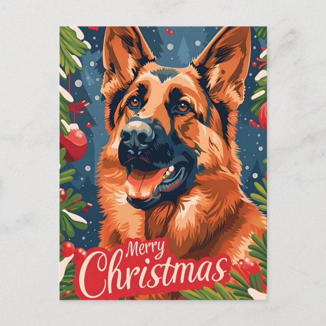 German Shepherd Christmas Postkarte (Vorderseite)
