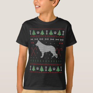 German Shepherd Christmas Ugly Sweater Funny Dog L T-Shirt