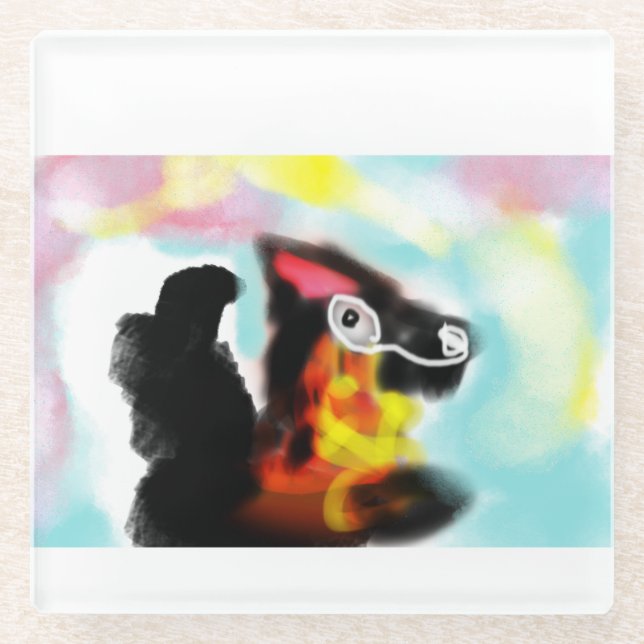 German Shepherd  colorful Glasuntersetzer (Vorderseite)