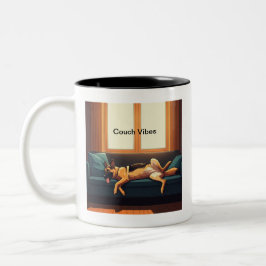 German Shepherd Couch Vibes Zweifarbige Tasse