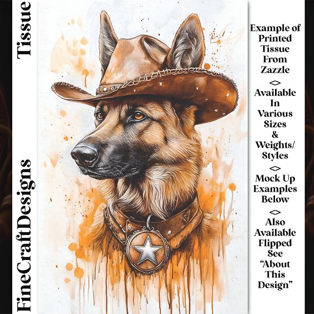 German Shepherd Cowboy Sheriff Dog DP2L Decoupage Seidenpapier (Von Creator hochgeladen)
