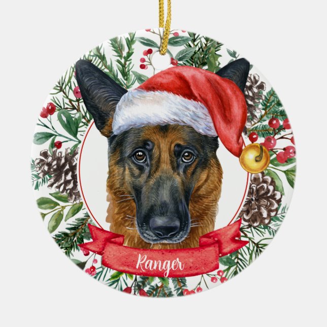 German Shepherd Custom Dog Christmas Ornament (Vorne)