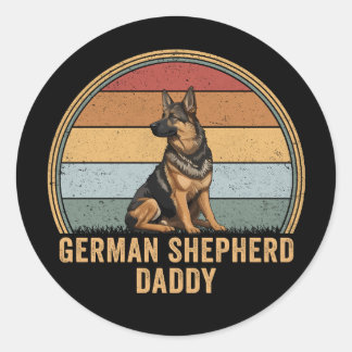 German Shepherd Daddy Runder Aufkleber
