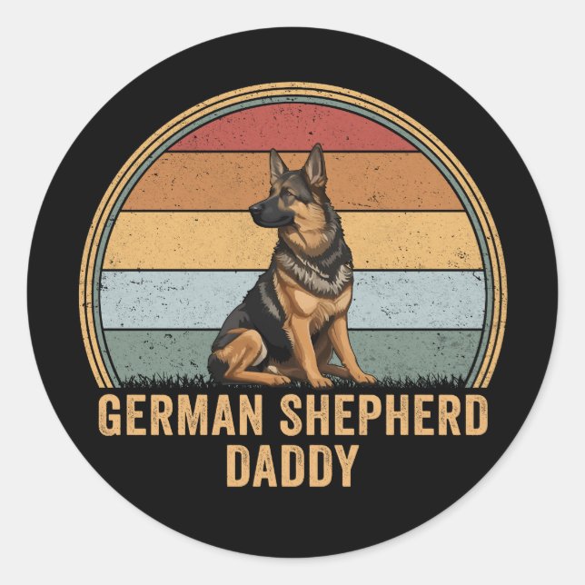 German Shepherd Daddy Runder Aufkleber (Vorderseite)