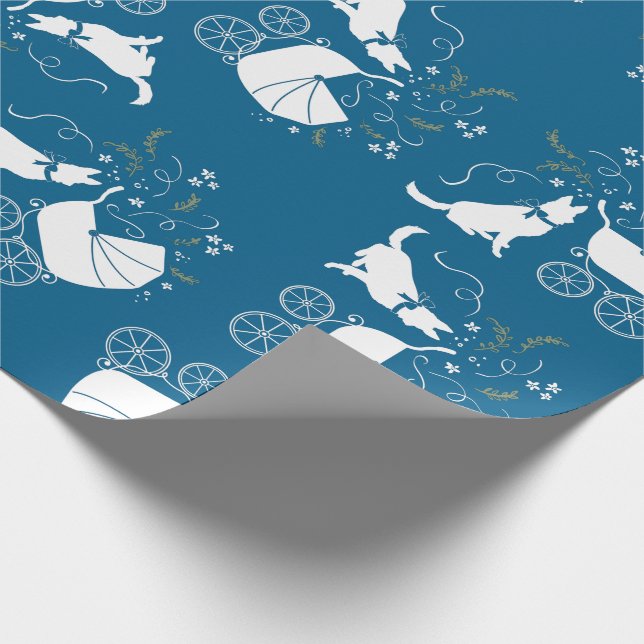 German Shepherd Dog Baby Shower Blue Boy Geschenkpapier (Ecke)