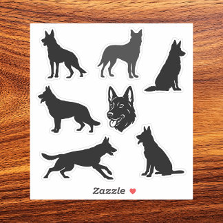 German Shepherd Dog Black Silhouettes Set Aufkleber