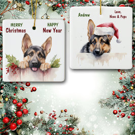 German Shepherd Dog Christmas Fence Keramikornament