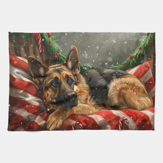 German Shepherd Dog Christmas Festive Geschirrtuch (Horizontal)