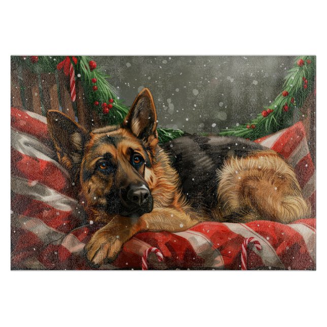 German Shepherd Dog Christmas Festive Schneidebrett (Vorderseite)
