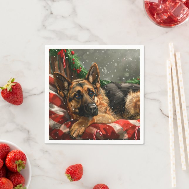 German Shepherd Dog Christmas Festive Serviette (Beispiel)