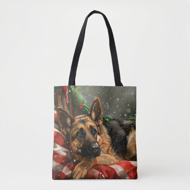 German Shepherd Dog Christmas Festive Tasche (Vorderseite)