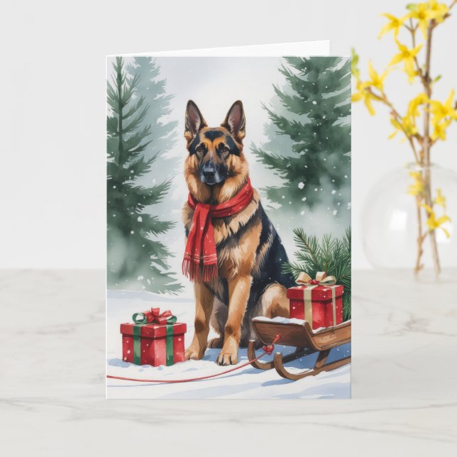 German Shepherd Dog Christmas Gruß Karte (Gelbe Blume)