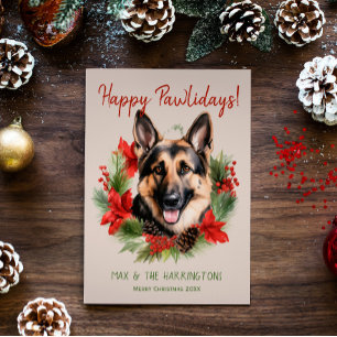 German Shepherd Dog Christmas Happy Pawlidays Feiertagskarte