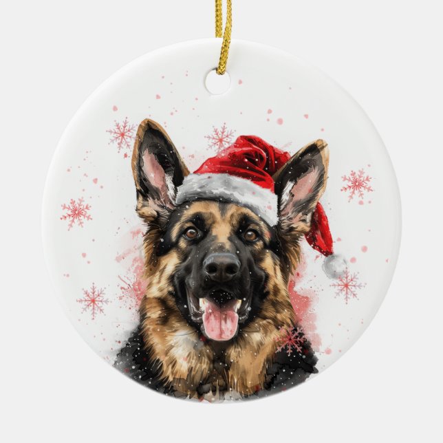 German Shepherd Dog Christmas Personalized Keramik Ornament (Vorne)