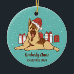 German Shepherd Dog Christmas Snowy Winter Holiday Keramik Ornament<br><div class="desc">Niedliche Cartoon Tierschmuck für Kinder und Kinder. Ideal für die erste Weihnachtsfeier mit der Familie. Sie können den Text für jeden Anlass anpassen.</div>
