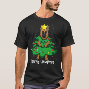 German Shepherd Dog Christmas Tree K9 Paw Vater Pa T-Shirt