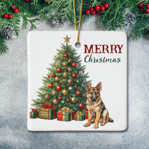 German Shepherd Dog Christmas Tree Keramikornament