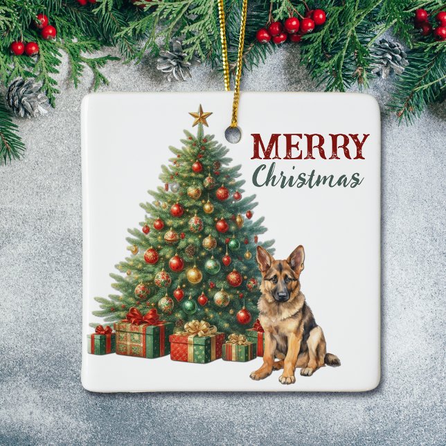 German Shepherd Dog Christmas Tree Keramikornament (Von Creator hochgeladen)