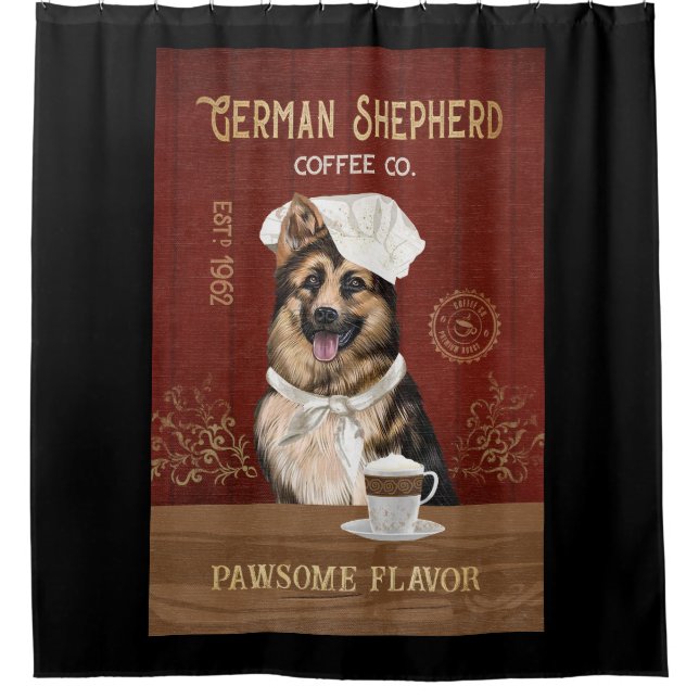 German Shepherd Dog Coffee Company Canvas Duschvorhang (Vorderseite)