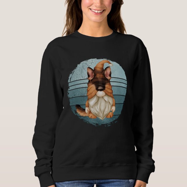 German Shepherd Dog Dad Gnome Graphic With Retro S Sweatshirt (Vorderseite)