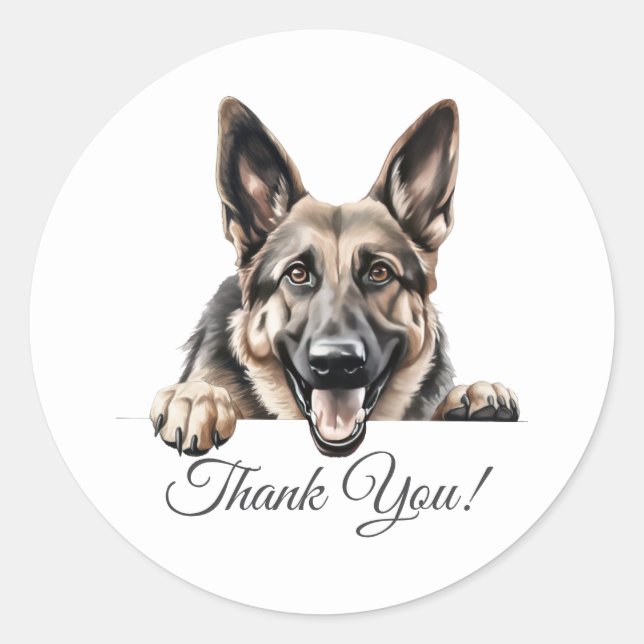 German Shepherd Dog Danke Runder Aufkleber (Vorderseite)