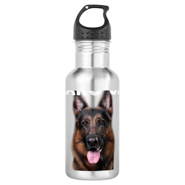 German Shepherd Dog Ears Up System Armed Edelstahlflasche (Vorderseite)