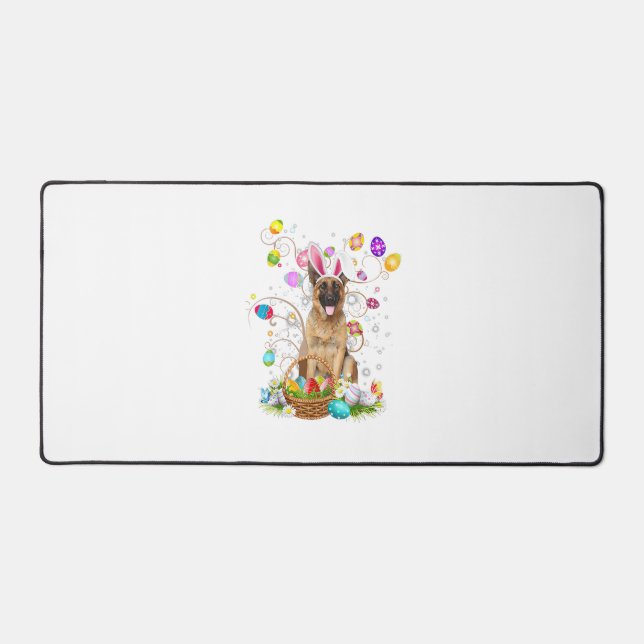 German Shepherd Dog Easter Egg Hunting Basket East Schreibtischunterlage (Vorderseite)