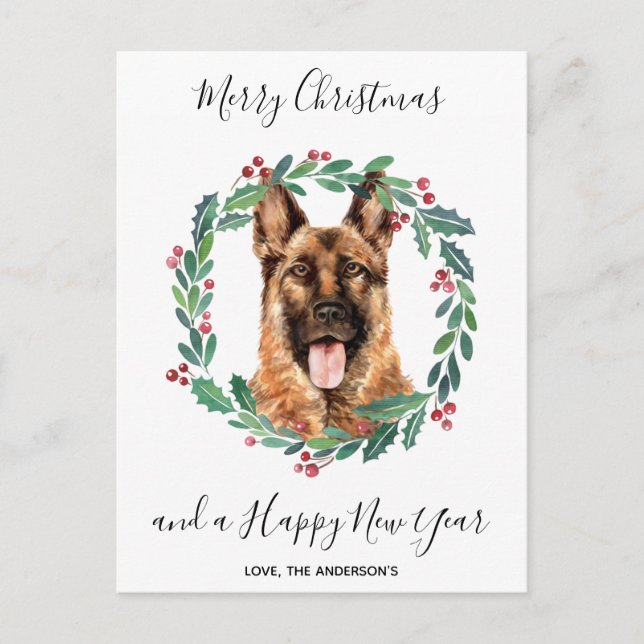 German Shepherd Dog Elegant Frohe Weihnachten (Vorderseite)