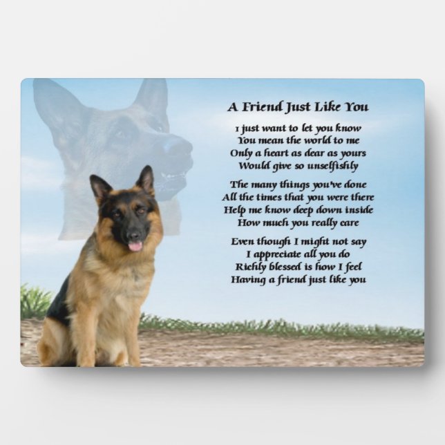 German Shepherd Dog Friend Gedicht Plaque Fotoplatte (Vorderseite)