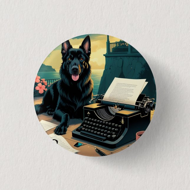 German Shepherd Dog Gentleman Vintag Button (Vorderseite)