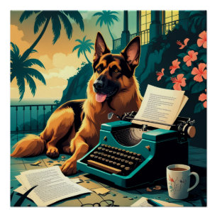 German Shepherd Dog Gentleman Vintag Poster