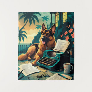 German Shepherd Dog Gentleman Vintag Wandteppich
