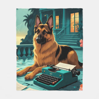 German Shepherd Dog gentleman vintage Fleecedecke