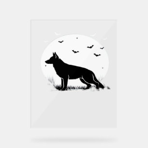 German Shepherd Dog - Halloween Moon Silhouette Cl Acrylschild