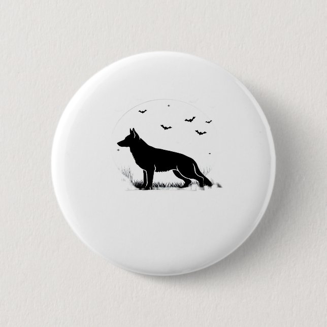 German Shepherd Dog � Halloween Moon Silhouette Cl Button (Vorderseite)
