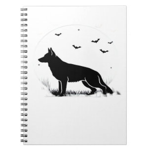 German Shepherd Dog - Halloween Moon Silhouette Cl Notizblock