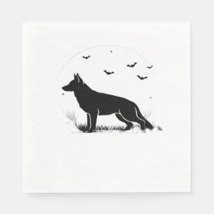 German Shepherd Dog - Halloween Moon Silhouette Cl Serviette