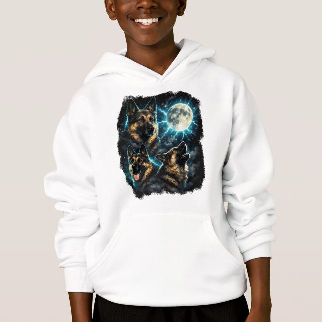 German shepherd dog  howling at the moon hoodie (Vorderseite)
