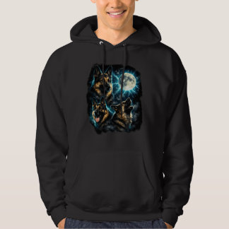 German shepherd dog  howling at the moon hoodie