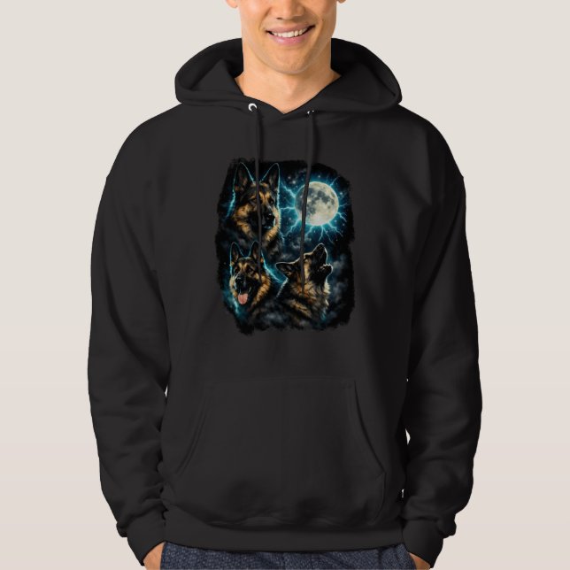 German shepherd dog  howling at the moon hoodie (Vorderseite)