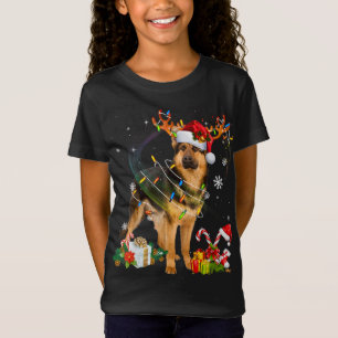 German Shepherd Dog Lights Weihnachtsmannmütze Xma T-Shirt