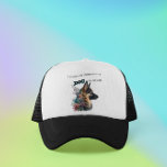 German Shepherd Dog Lover Trucker Hat Truckerkappe<br><div class="desc">Dieses Design illustriert einen treuen und majestätischen deutschen Schäferhund, umgeben von zarten und farbenfrohen Blume. Das Bild vermittelt ein Gefühl von Freundschaft, Liebe und Respekt zwischen Menschen und ihren wütenden Gefährten. Die Worte "Ich strebe danach, die Person zu sein, die mein Hund für mich hält" werden an prominenter Stelle um...</div>