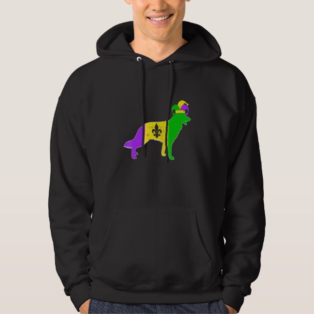 German Shepherd Dog Mardi Gras Carnivals Funny Pup Hoodie (Vorderseite)