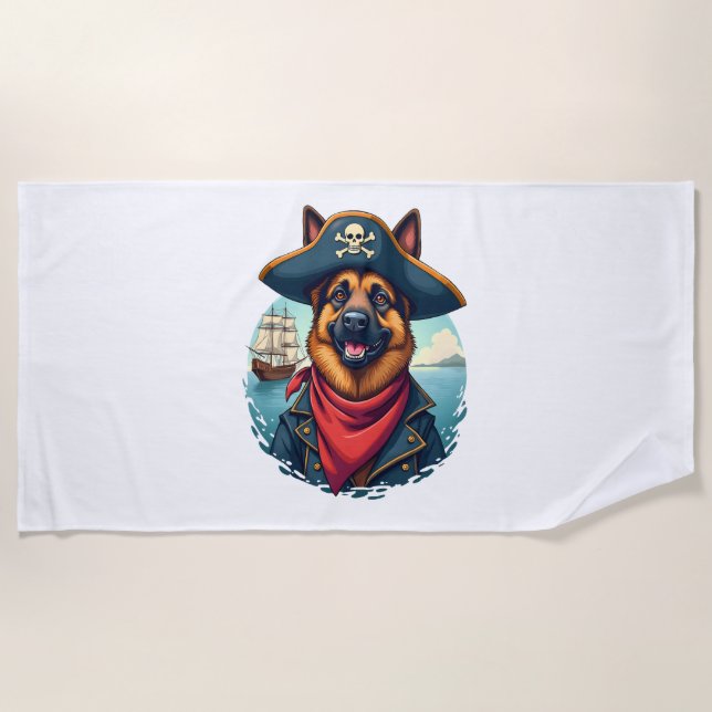 German Shepherd Dog Pirate Copy Strandtuch (Vorderseite)